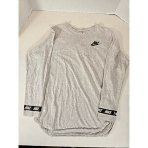 Nike The Nike Tee Long Sleeve Shirt Mens Gray Heather Logo M-READ‎ DESCRIPTION